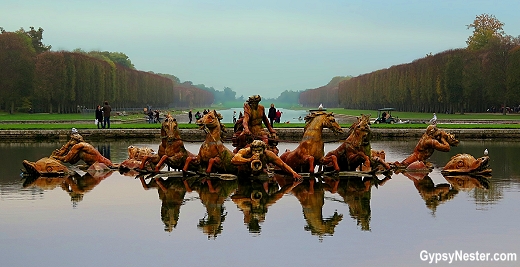 Fountain of horses in the gardens of Versailles near Paris, France - GypsyNester.com