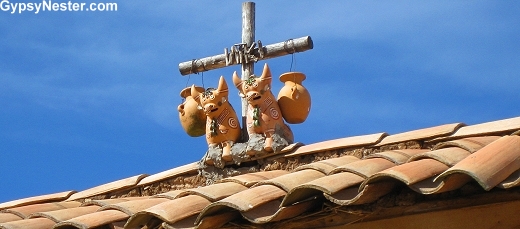 Roof shrines in The Sacred Valley, Peru