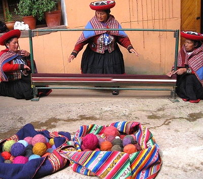 A four post weaving loom in Peru