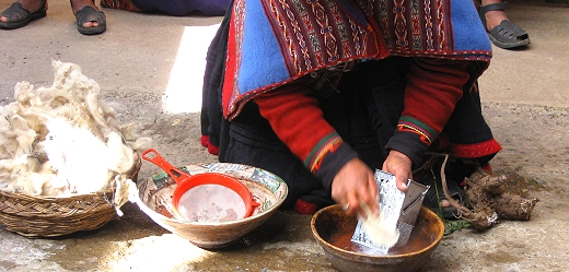 Wool is washed using a soap made from a plant known as Sacha Paraqay