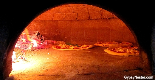 The wood-fired pizza oven at Forcella in New York City