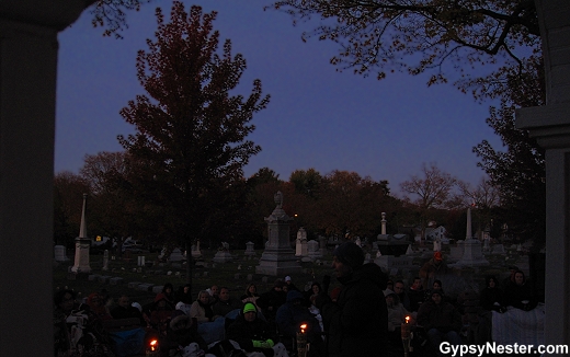 Scary stories in the cemetery at the Sycamore Pumpkin Fest, Illinois