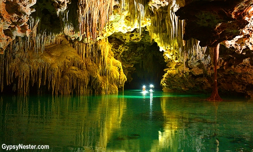 Floating down Rio Secreto in Playa del Carmen, Mexico