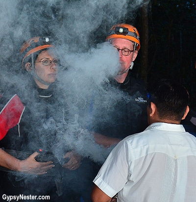 The ceremonial blessing honoring the Mayan traditions of rebirth before entering Rio Secreto in Mexico! GypsyNester.com