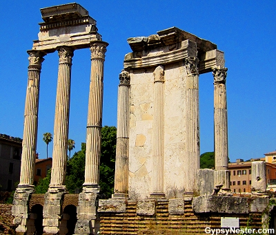 Temple of Vespasian and Titus at The Forum in Rome