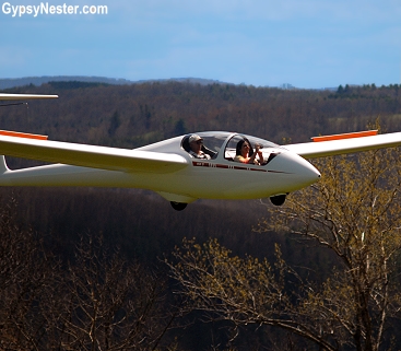 Veronica soars above the Fingerlakes at Harris Hill Soaring in New York 