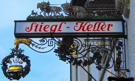 Stiegl Keller Guild Sign in Salzburg, Austria