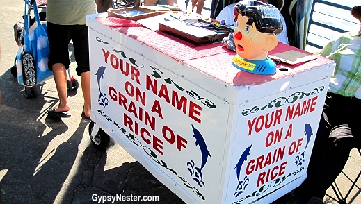 Your name on a grain of rice, Santa Monica Pier