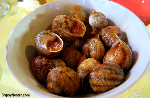 Babbaluci in Sicily, snails that are similar to escargot but smaller, and prepared with celery, parsley, and garlic lightly sautéed in olive oil. Magnifico!