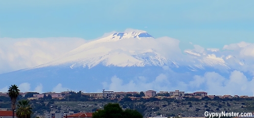 The first snow of the year on Mt. Etna in Sicily, Italy