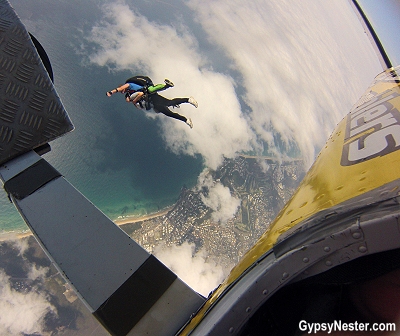 The initial jump over Queensland, Australia on the Sunshine Coast with Skydive Ramblers