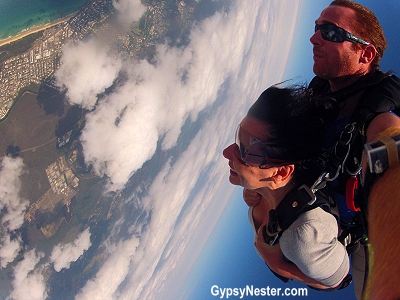 The initial jump over Queensland, Australia on the Sunshine Coast with Skydive Ramblers