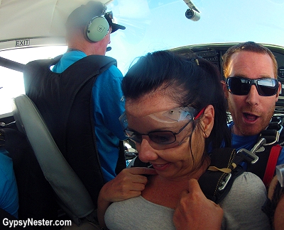 My tandem instructor captures a moment of pure panic at Skydive Ramblers in Queensland, Australia