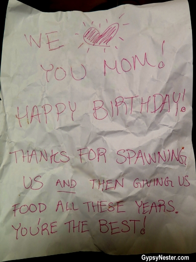 The note from our kids that spawned "The Spawn" GypsyNester.com