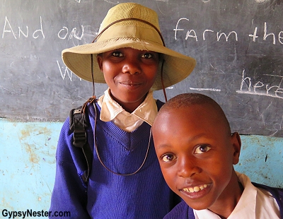 The school kids love David's hat! Teaching in Africa with Discover Corps