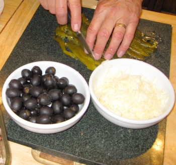 Green Chilies, olives and cheese