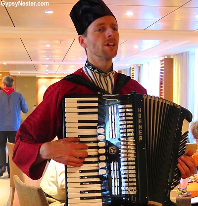 An according player came aboard Viking River Cruises' Longship Skadi for a taste of Holland and Belgium