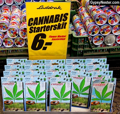 Cannabis starter kit at The Bloemenmarkt, the Floating Flower Market, in Amsterdam, Holland - GypsyNester.com