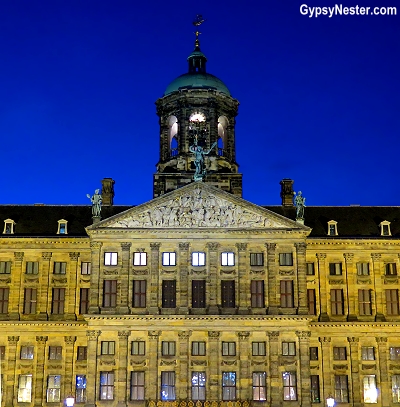 The Palace in Amsterdam at night