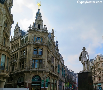 Meir, a broad shopping boulevard that runs from the old center to the Centraal Station in Antwerp, Belgium