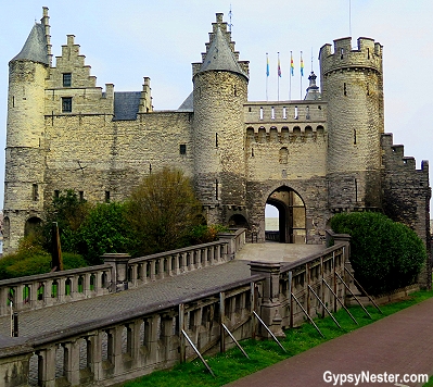 The medieval city wall and gate of Antwerp - the Steen