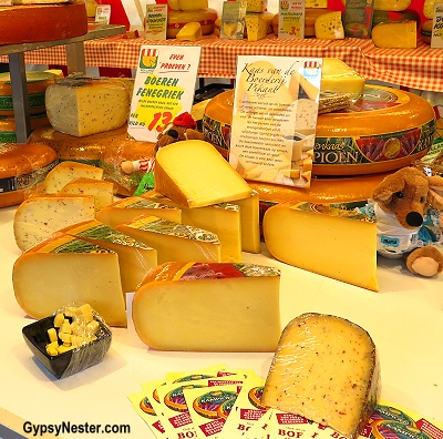 Cheeses in the Saturday Market in Arnhem, Holland, The Netherlands
