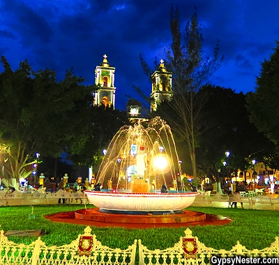 The square in front of the Cathedral of San Servacio o Gervasio in Valladolid, Mexico