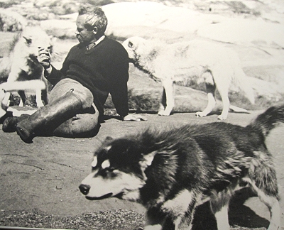 Dr. Grenfell and his sled dogs at The Grenfell Interpretation Centre, St. Anthony, Newfoundland
