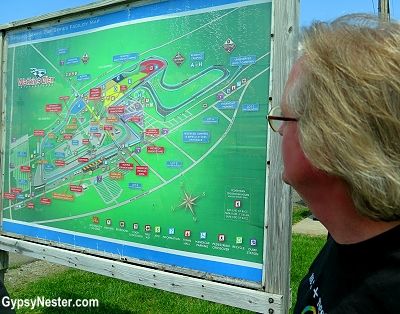 David checks out a map of Watkins Glen Speedway before Driving the Glen