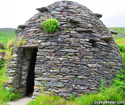 Along Slea Head Drive on the Wild Atlantic Way in Ireland, these little dwellings, known as beehive huts, are a source of some mystery. Since they are made of nothing but stone, it is nearly impossible to accurately place a date on their construction.