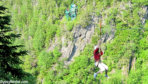 Ziplining three hundred feet in the air with Marble Zip Tours in Newfoundland