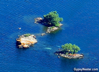 Some of the smallest of the 1000 Islands of Ontario, Canada