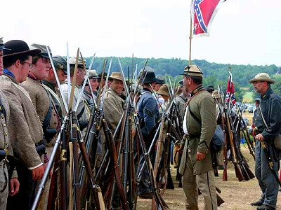 A reinactment in Gettysburg